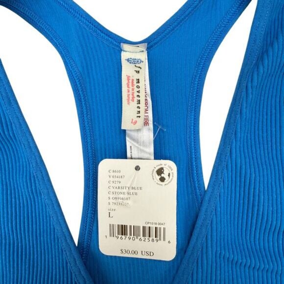NWT FREE PEOPLE Free Throw Crop Tank Size Large Varsity Blue - Picture 7 of 9